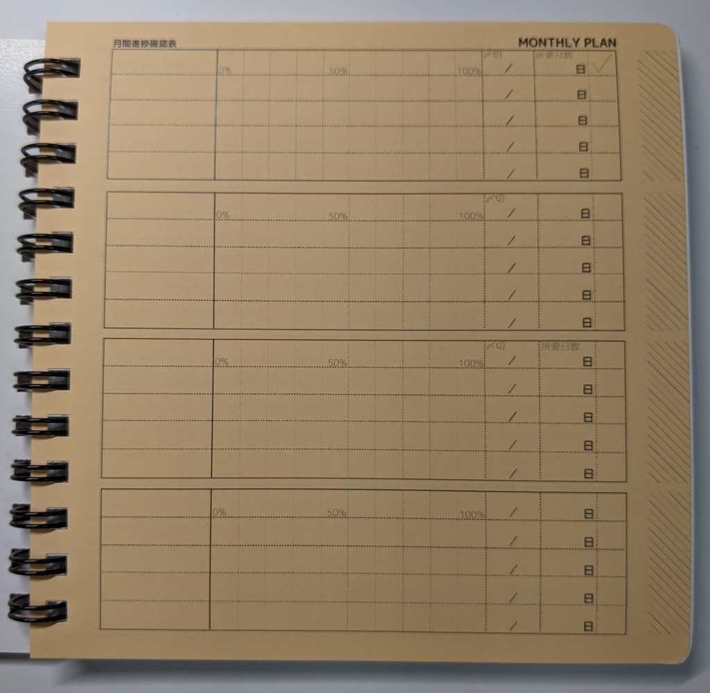 作業タイムプランナー4ヶ月版