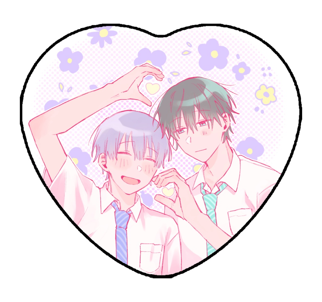 星野と神崎のハート缶バッジ