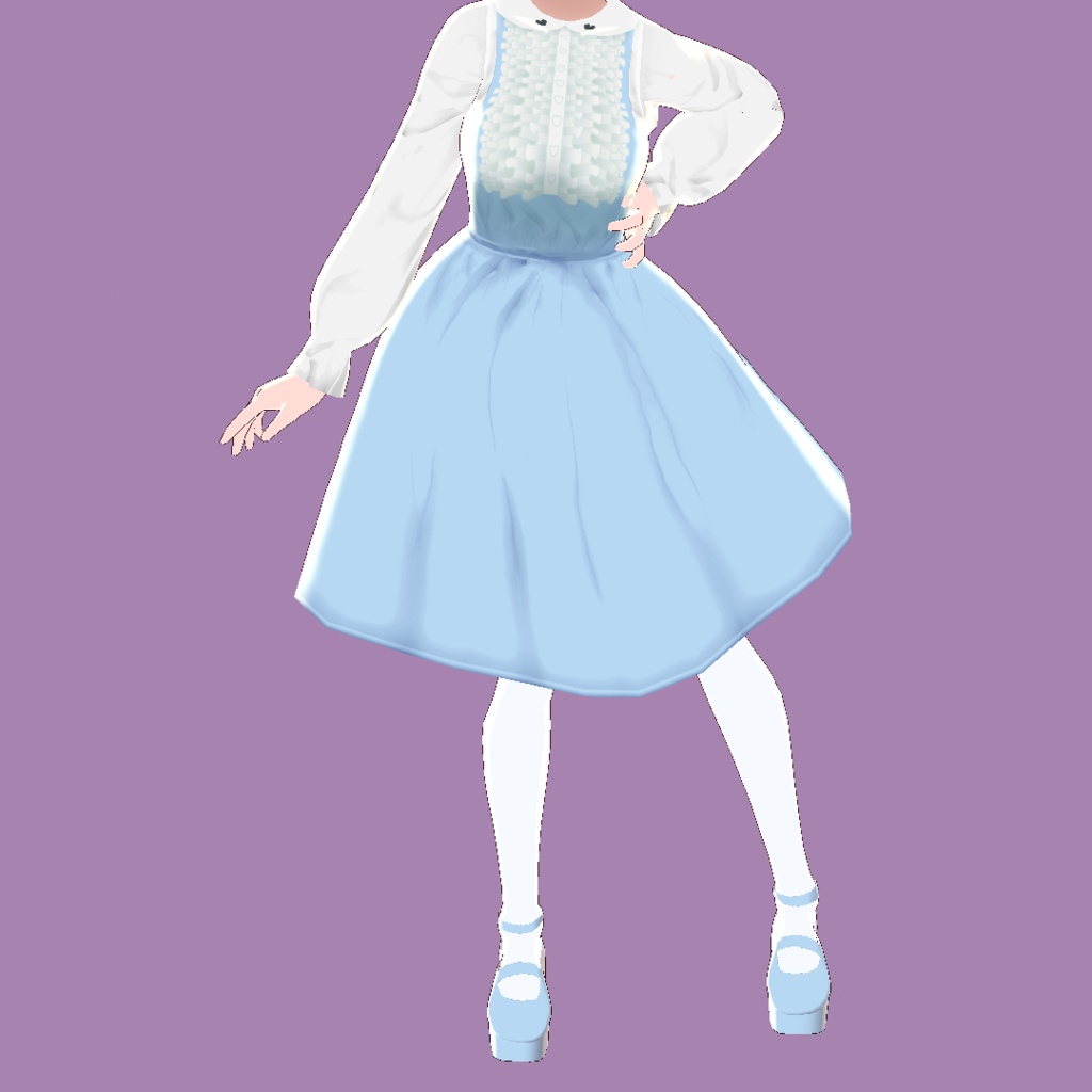 ふりふりブラウスとカラフルなサロペットスカート【VRoidStudioベータ版 ワンピース用テクスチャ】