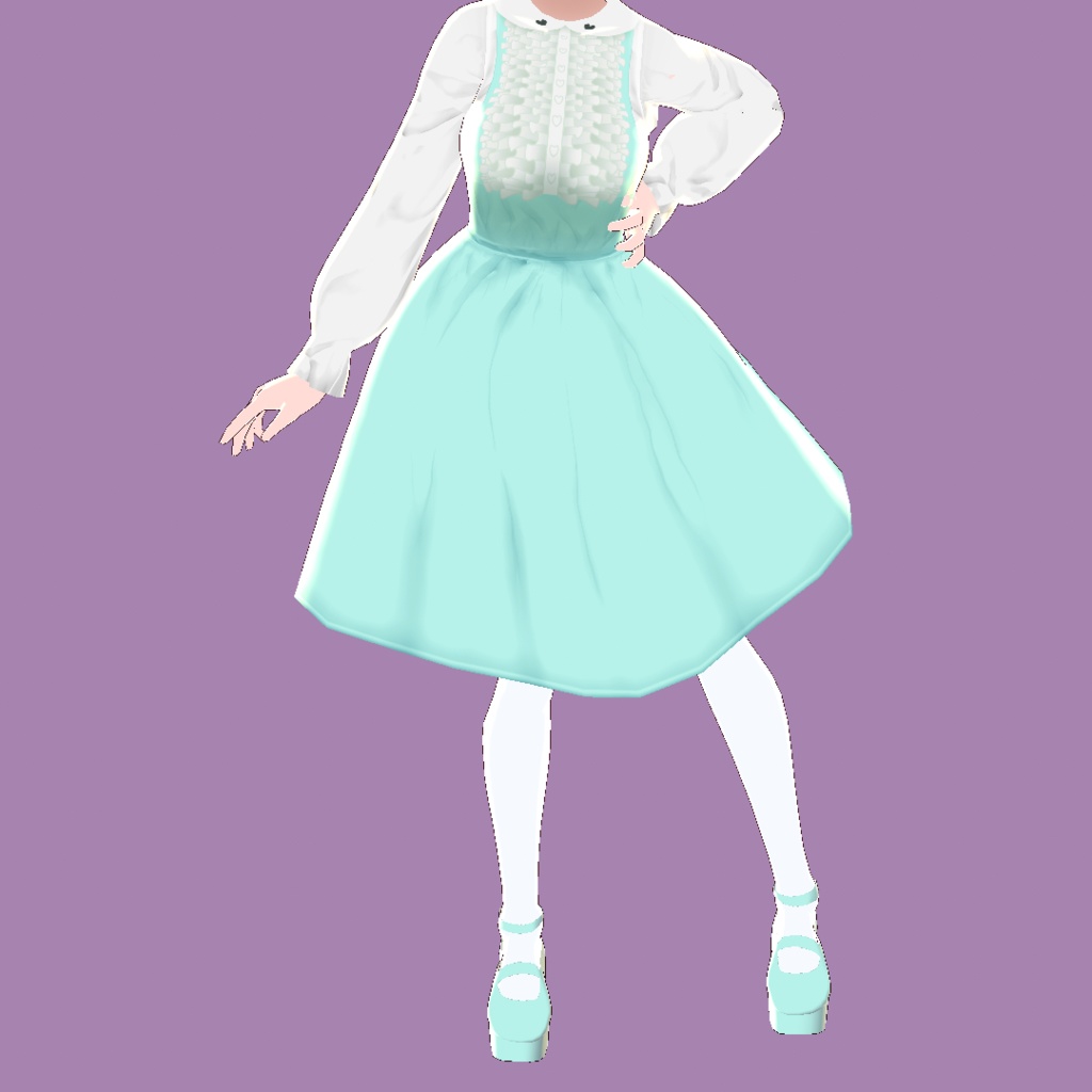 ふりふりブラウスとカラフルなサロペットスカート【VRoidStudioベータ版 ワンピース用テクスチャ】