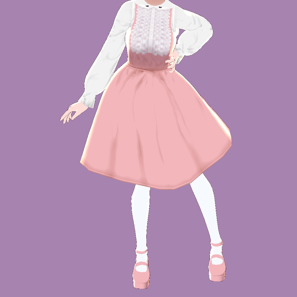 ふりふりブラウスとカラフルなサロペットスカート【VRoidStudioベータ版 ワンピース用テクスチャ】