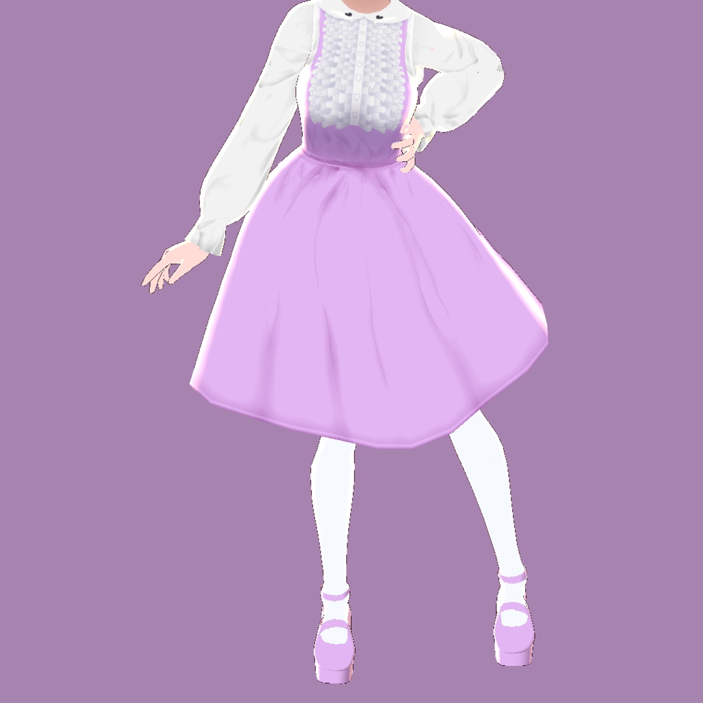 ふりふりブラウスとカラフルなサロペットスカート【VRoidStudioベータ版 ワンピース用テクスチャ】