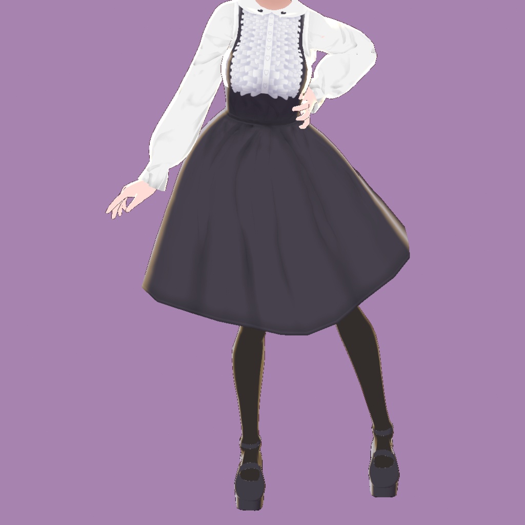 ふりふりブラウスとカラフルなサロペットスカート【VRoidStudioベータ版 ワンピース用テクスチャ】