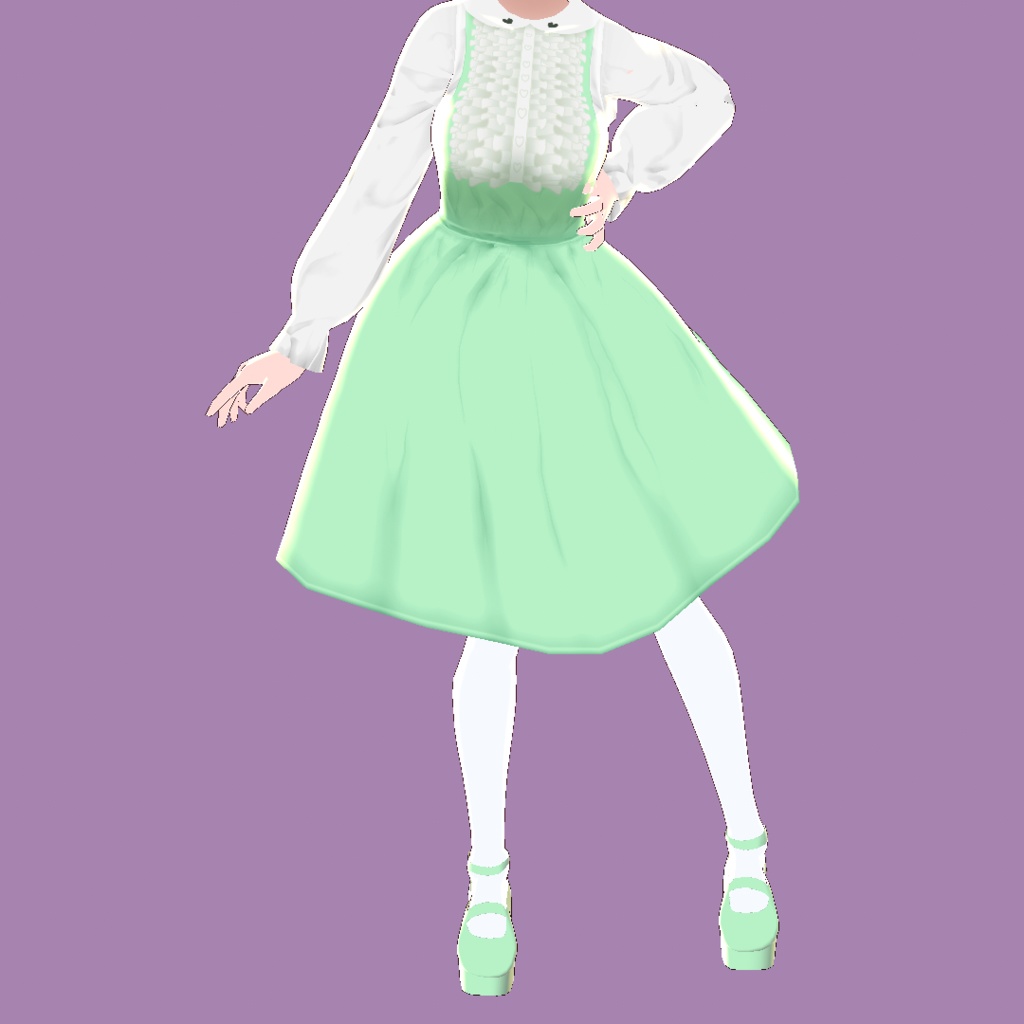 ふりふりブラウスとカラフルなサロペットスカート【VRoidStudioベータ版 ワンピース用テクスチャ】