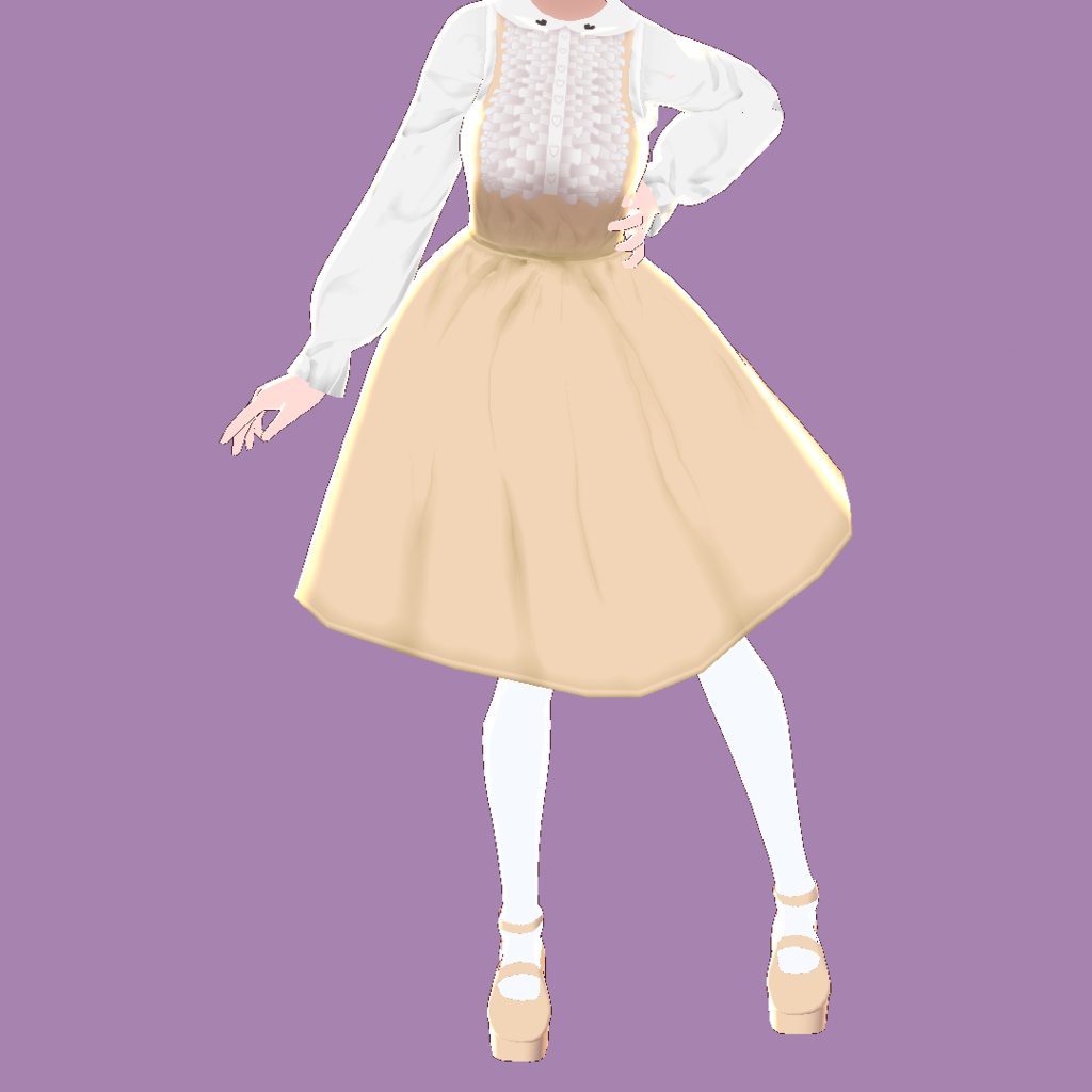 ふりふりブラウスとカラフルなサロペットスカート【VRoidStudioベータ版 ワンピース用テクスチャ】