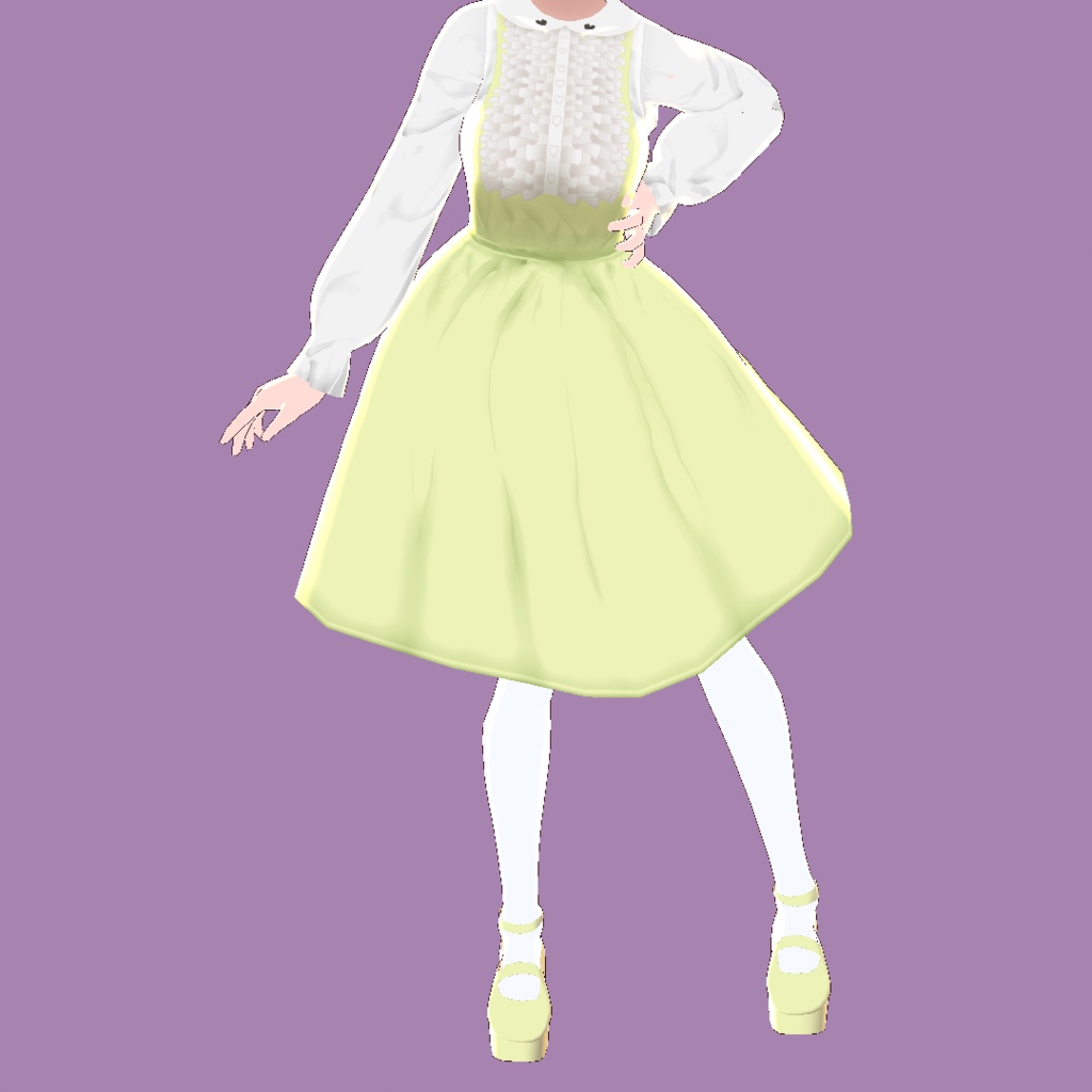 ふりふりブラウスとカラフルなサロペットスカート【VRoidStudioベータ版 ワンピース用テクスチャ】