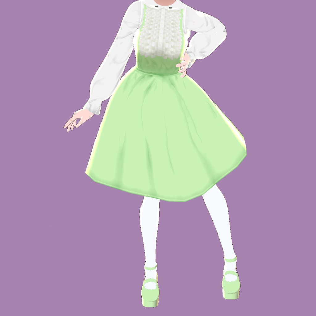 ふりふりブラウスとカラフルなサロペットスカート【VRoidStudioベータ版 ワンピース用テクスチャ】