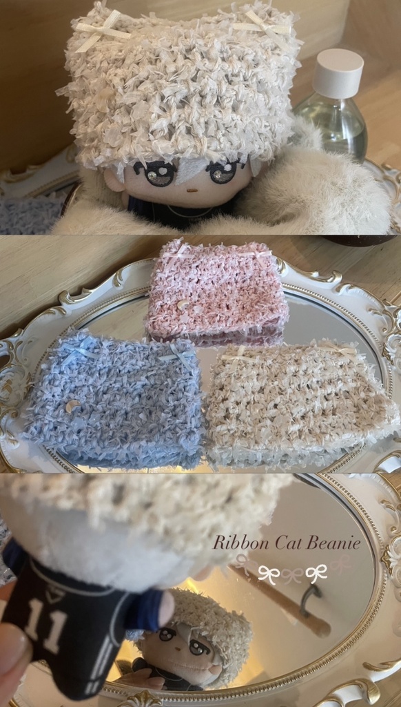 Ribbon like cat beanie🐈🎀