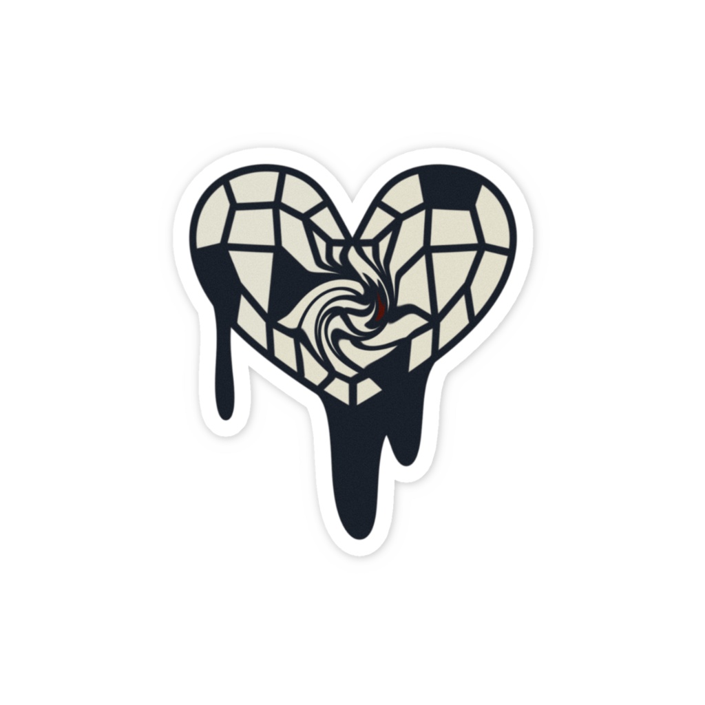歪んだハートステッカー