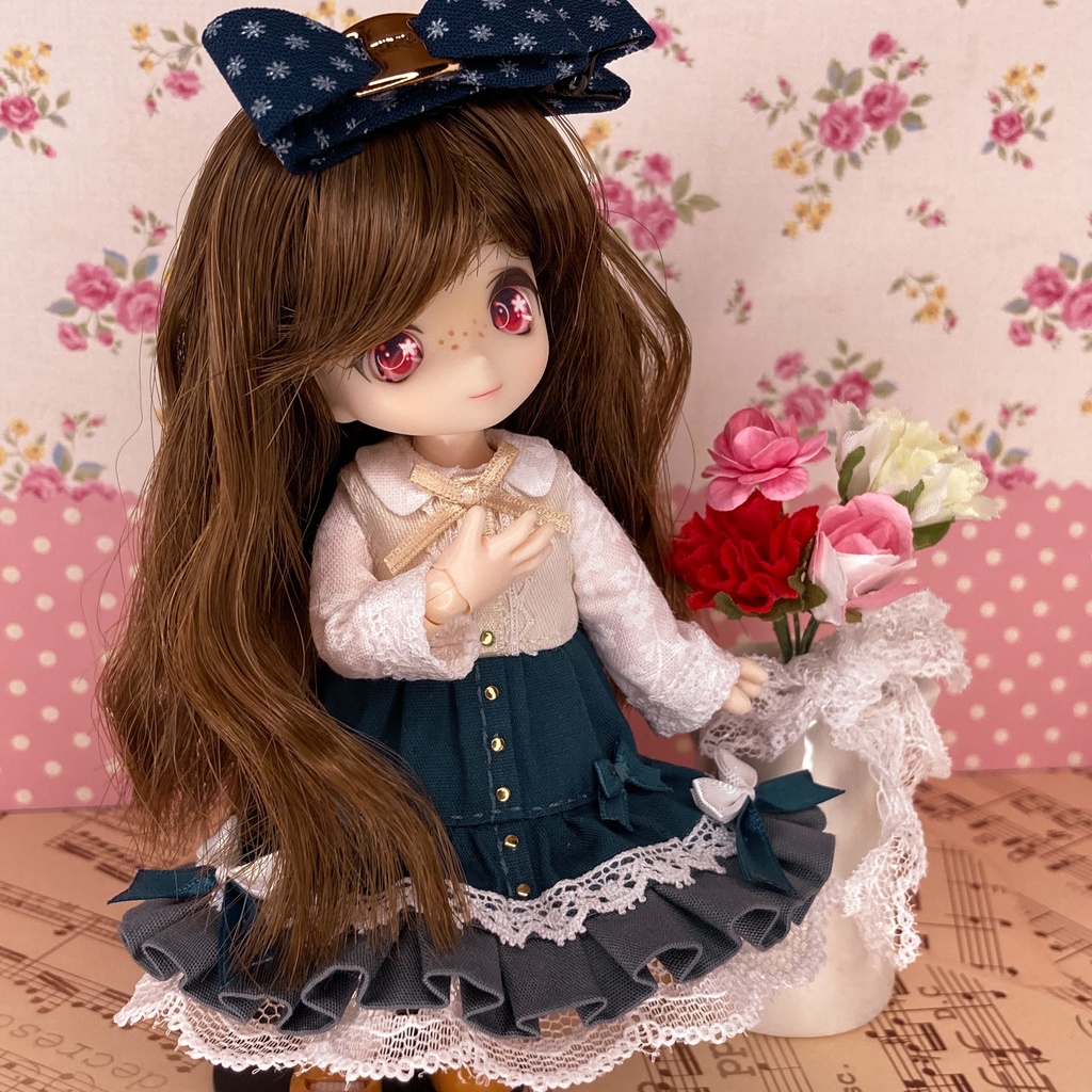 エメラルドブルー ワンピース / オビツ11サイズ