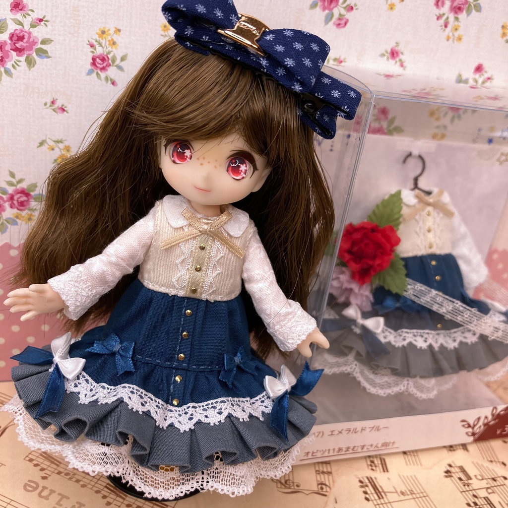 エメラルドブルー ワンピース / オビツ11サイズ