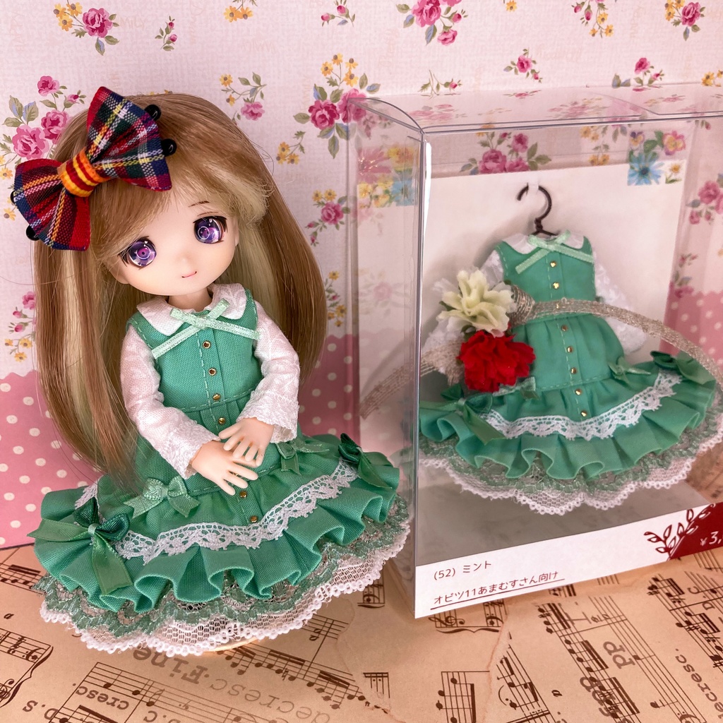 ミント ワンピース / オビツ11サイズ