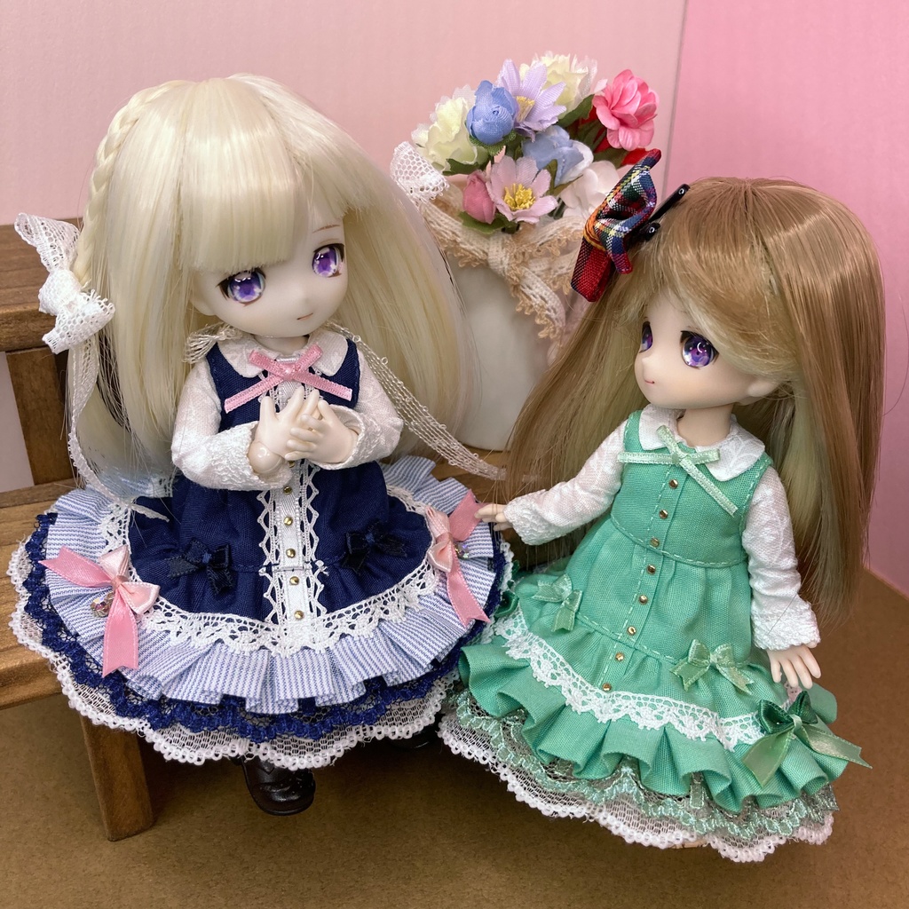 紺色フロントコード ワンピース / オビツ11サイズ