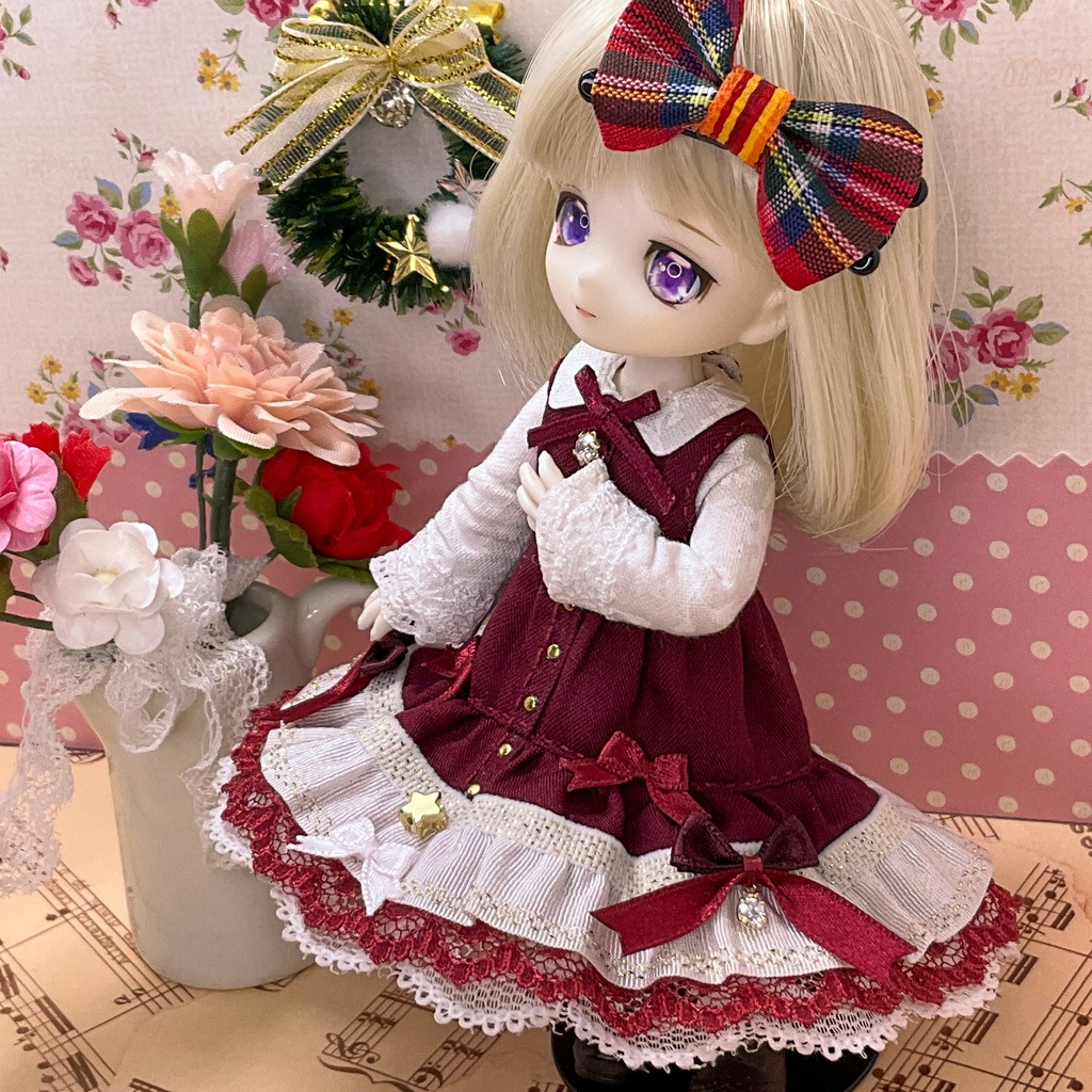 ガーネットレッド ワンピース / オビツ11サイズ
