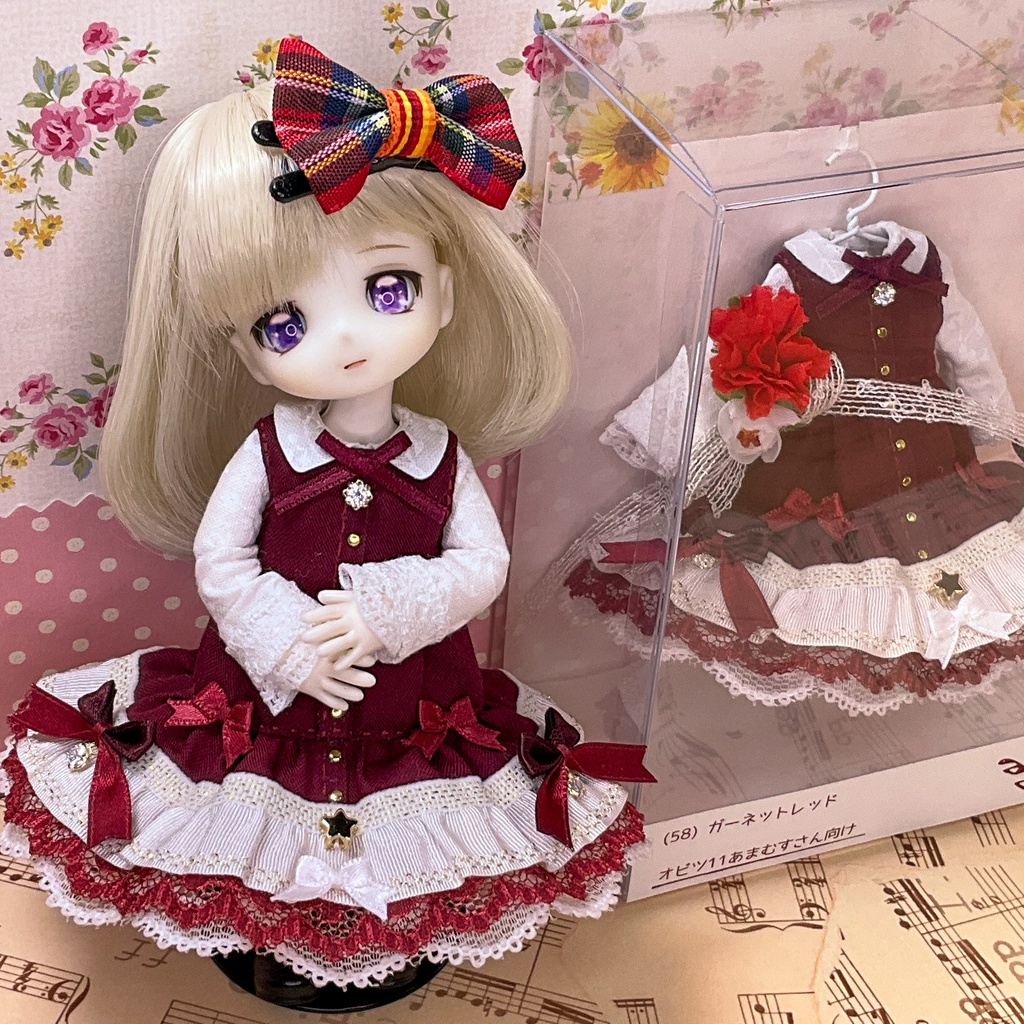 ガーネットレッド ワンピース / オビツ11サイズ
