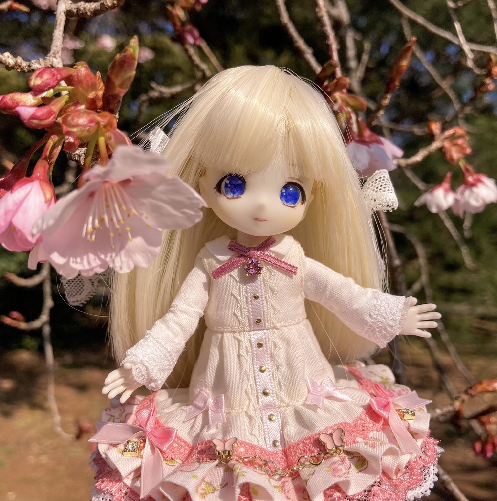 春の桃色 ワンピース / オビツ11サイズ