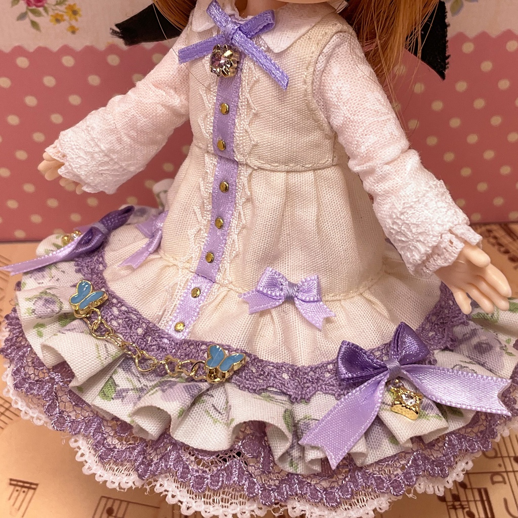 春の紫 ワンピース / オビツ11サイズ