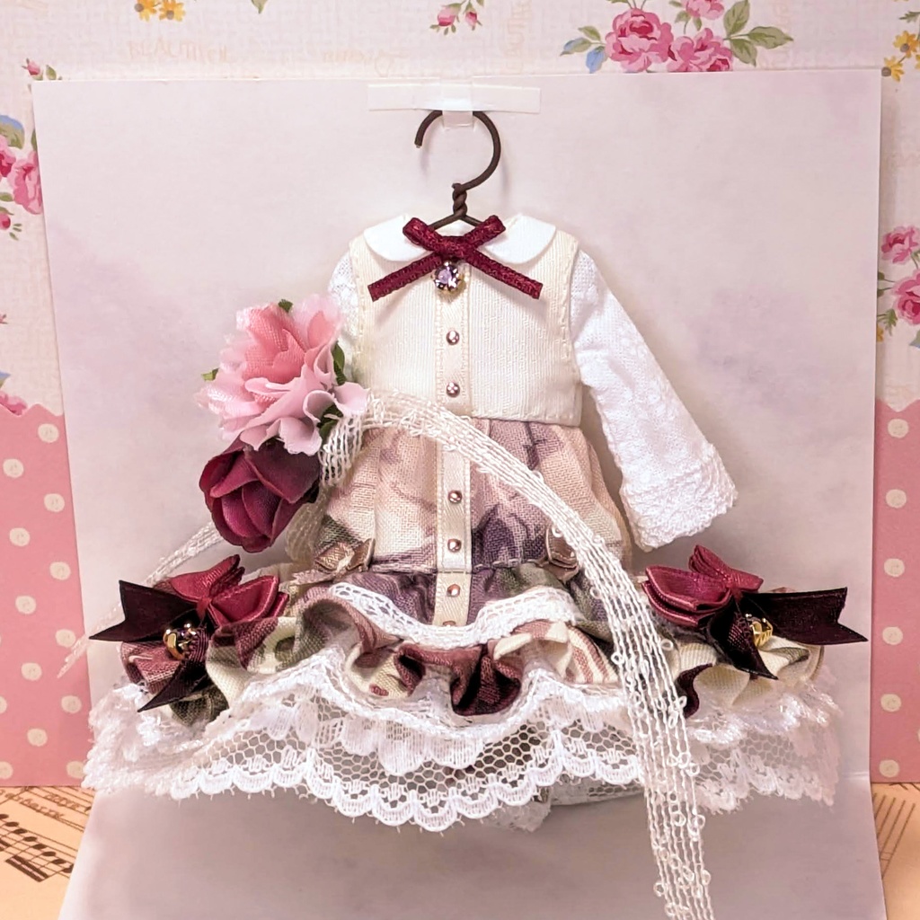 ノエル・ルージュ(濃い赤) ワンピース / オビツ11サイズ