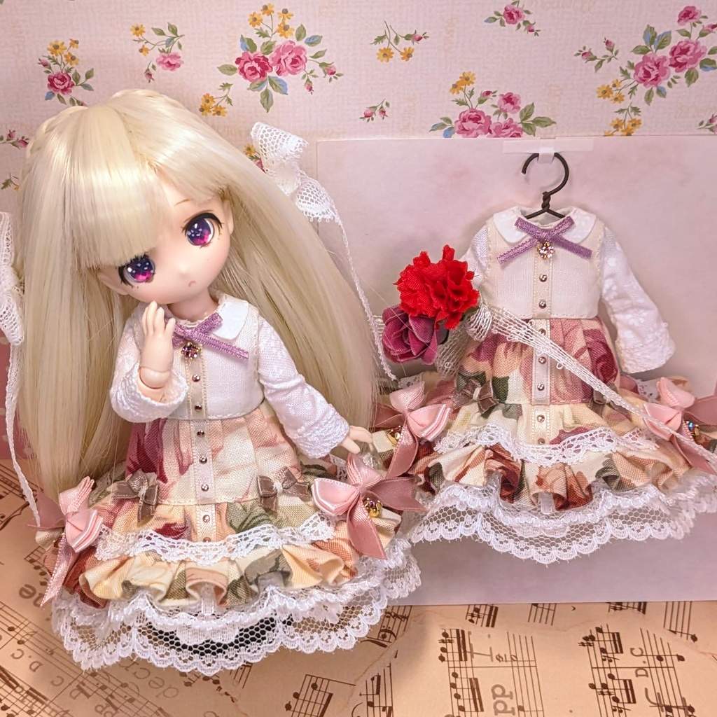 ノエル・ローズ(ピンク) ワンピース / オビツ11サイズ