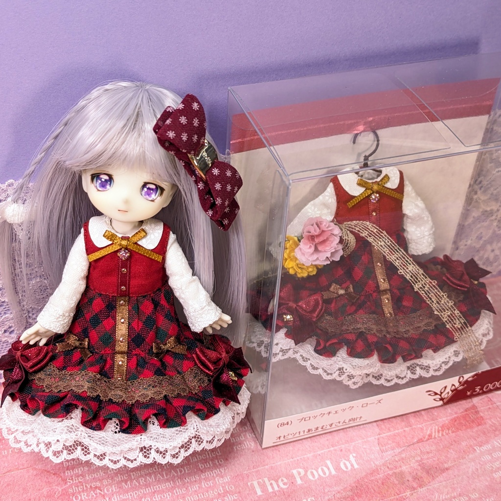 ブロックチェック・ローズ ワンピース / オビツ11サイズ