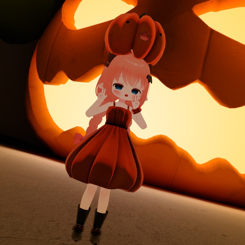 【リィ・きなこ・しなの・まめひなた・マヌカ】ハロウィン衣装「パンプキンドレス」