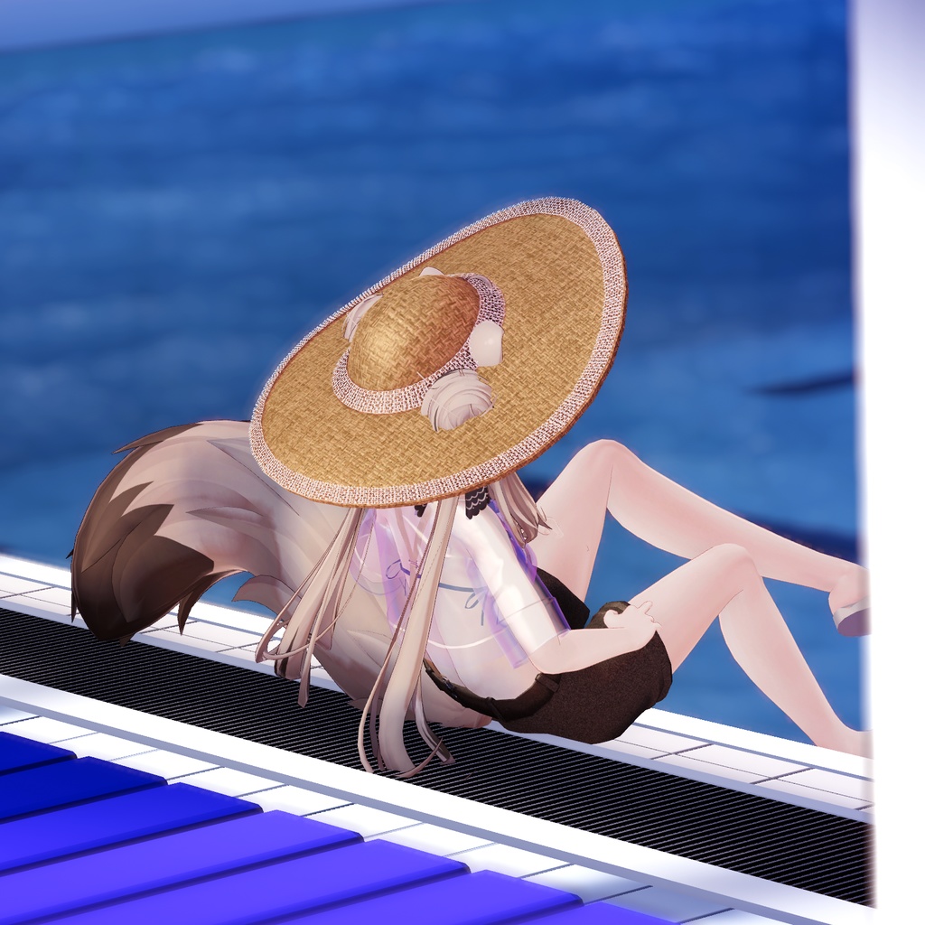 【複数アバター対応】スケスケシャーツサスペンダー水着「Fille Solaire」