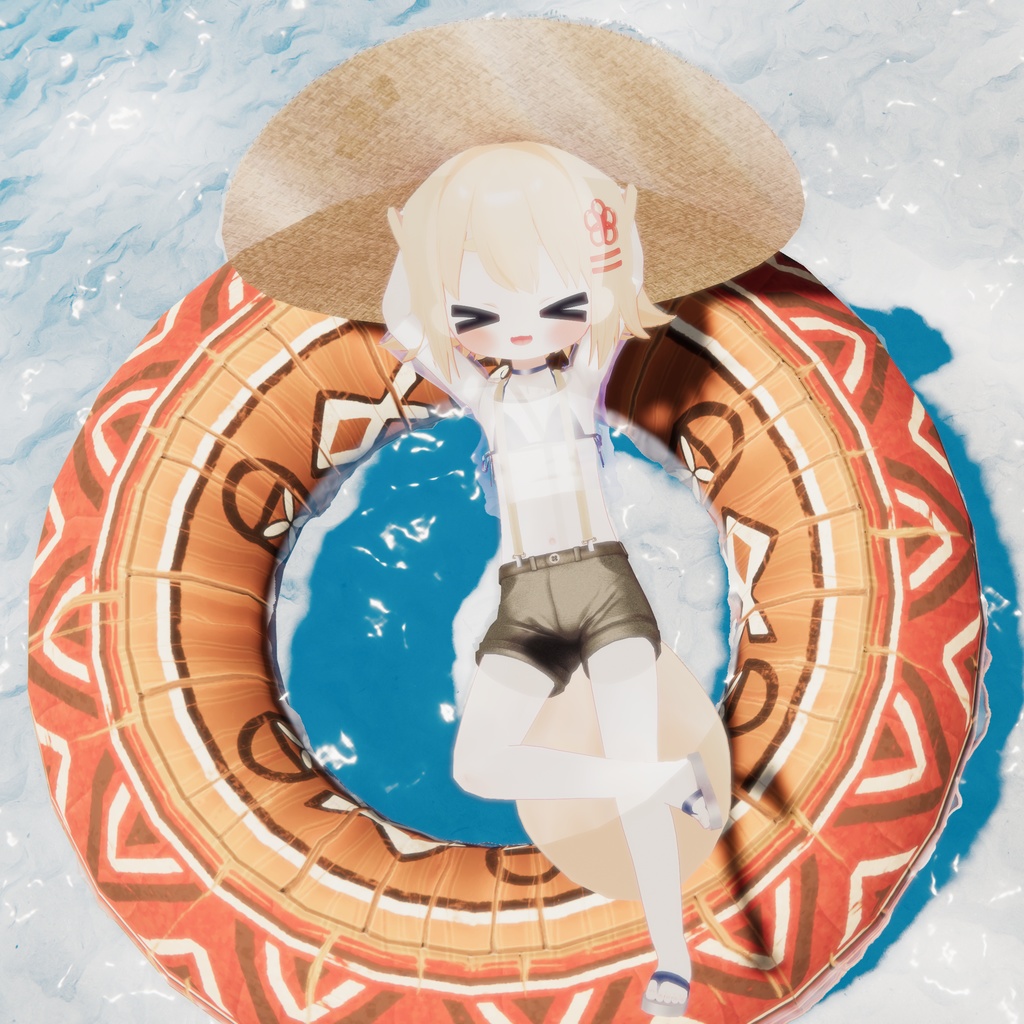 【複数アバター対応】スケスケシャーツサスペンダー水着「Fille Solaire」