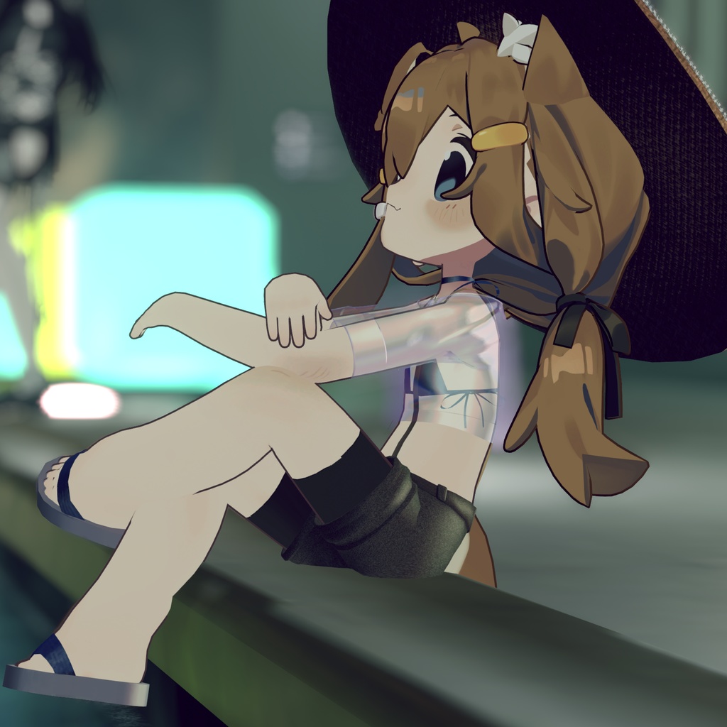 【複数アバター対応】スケスケシャーツサスペンダー水着「Fille Solaire」