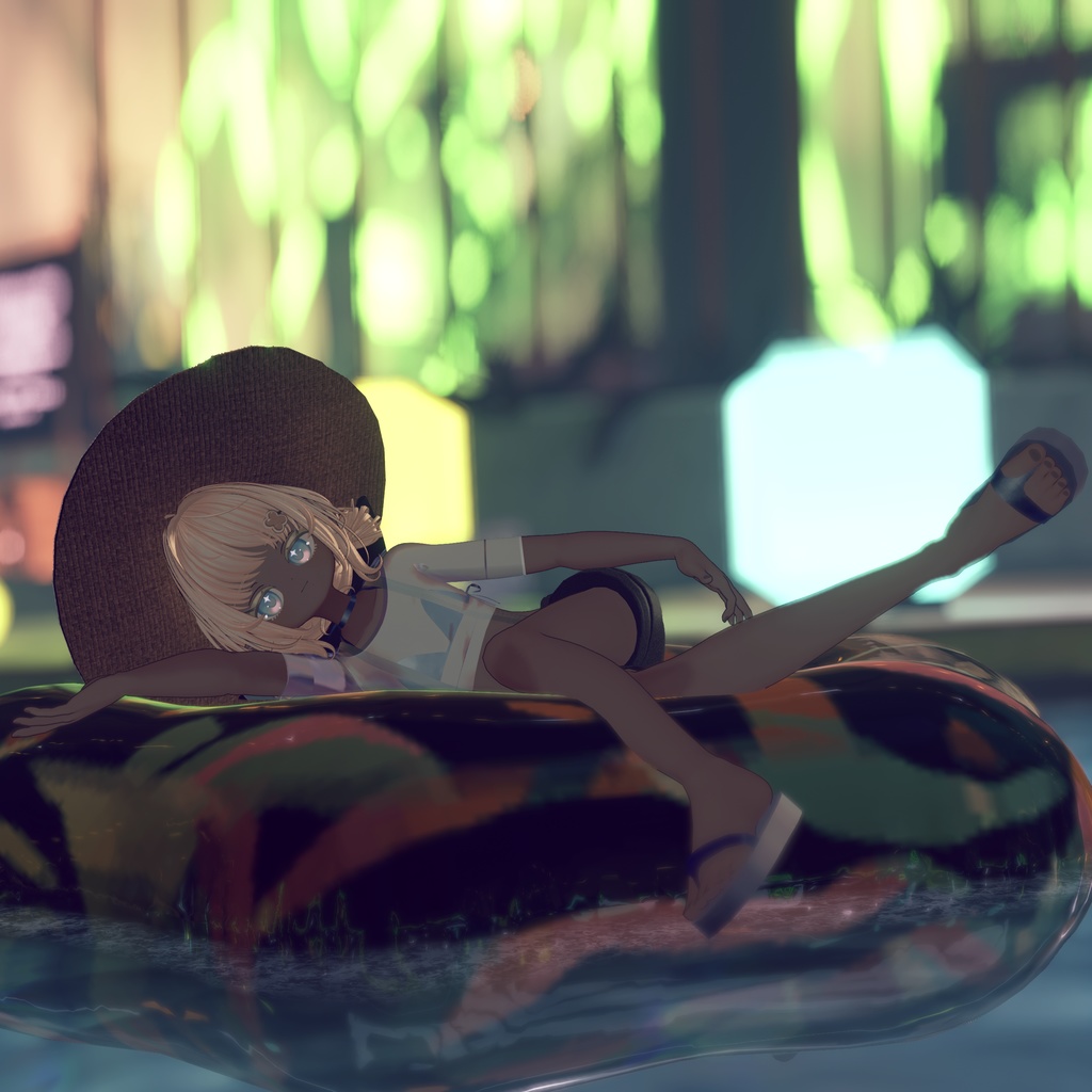 【複数アバター対応】スケスケシャーツサスペンダー水着「Fille Solaire」