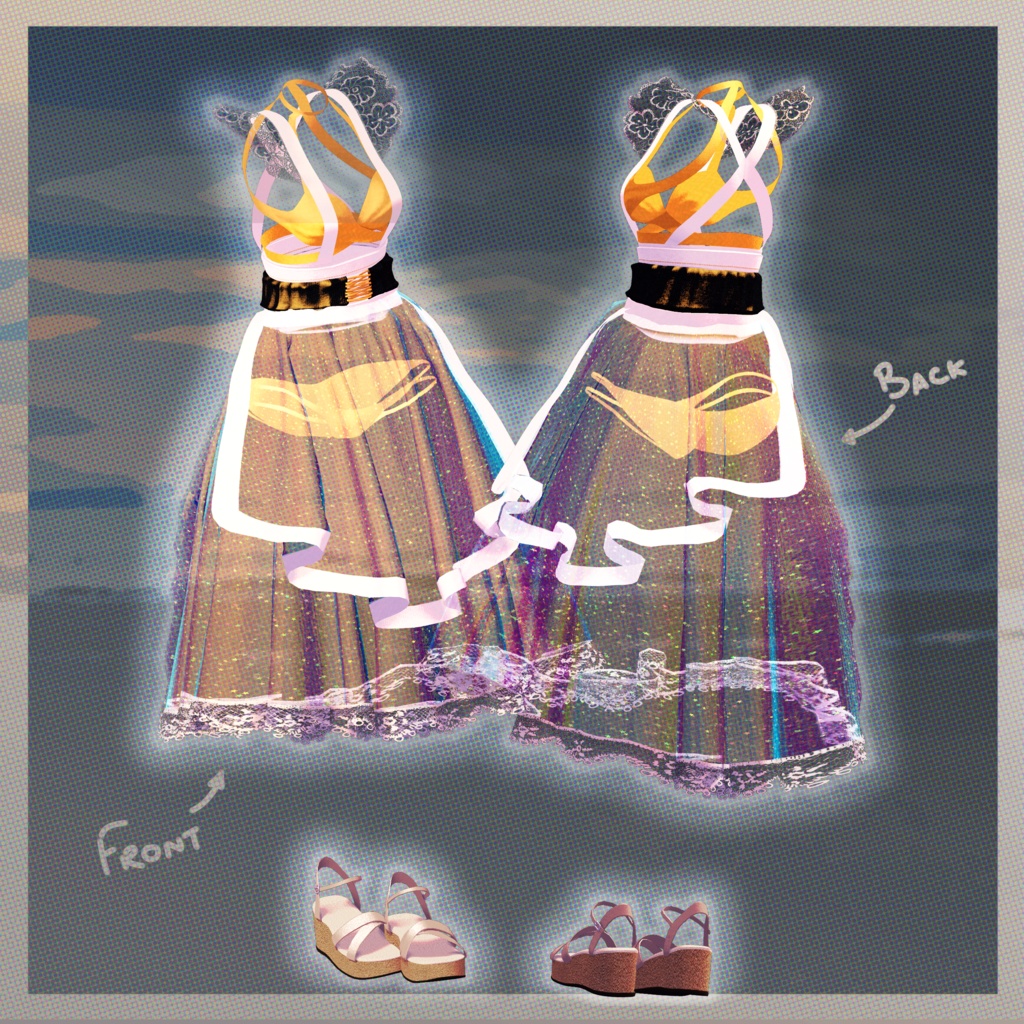 【複数アバター】スケスケメイド水着「La Plage」