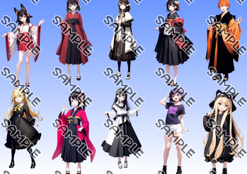 【#商用利用可能】AIイラスト立ち絵vol.1【50体分】