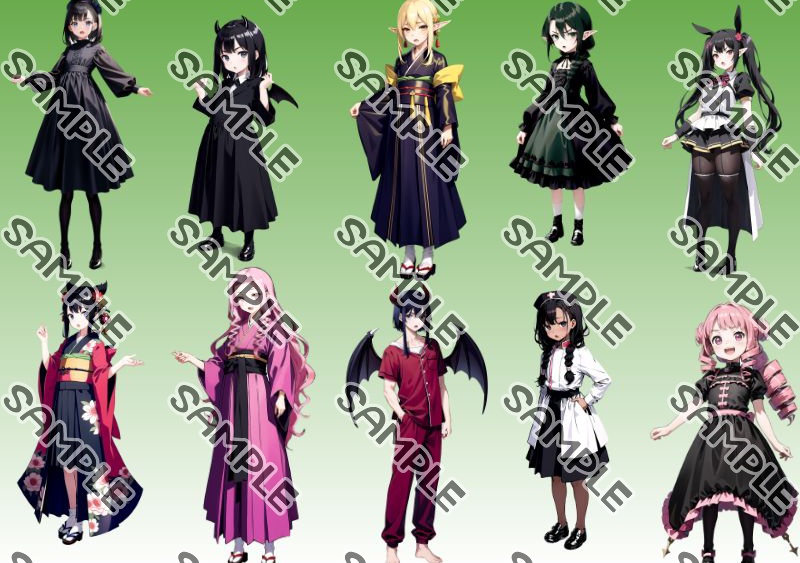 【#商用利用可能】AIイラスト立ち絵vol.1【50体分】