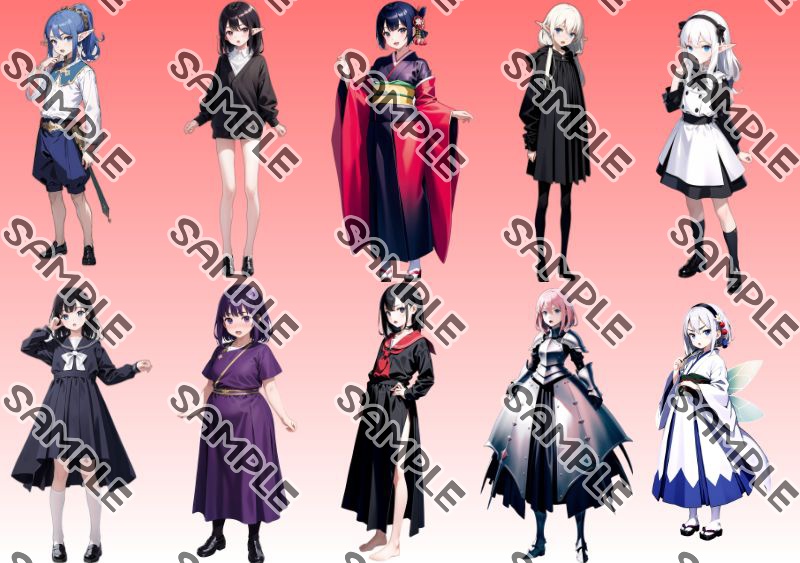 【#商用利用可能】AIイラスト立ち絵vol.1【50体分】