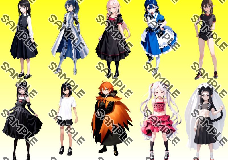 【#商用利用可能】AIイラスト立ち絵vol.1【50体分】