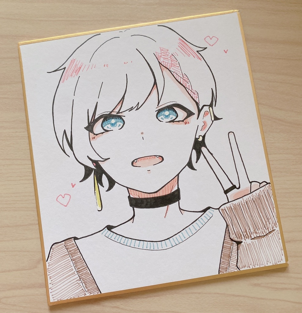 【原画】色紙イラスト 創作男子