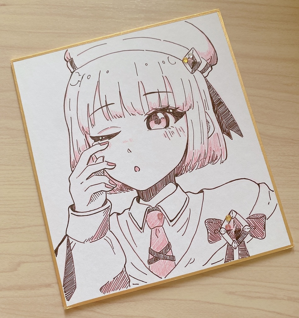 【原画】色紙イラスト 創作女子