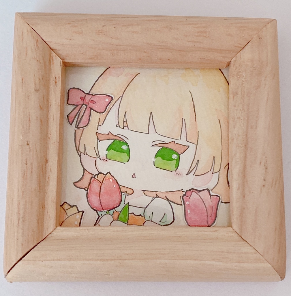 ミニ原画 チューリップと女の子