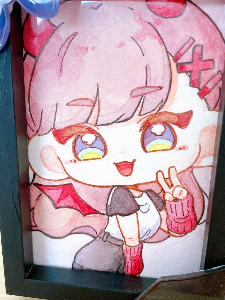 水彩ミニ原画 天使と悪魔