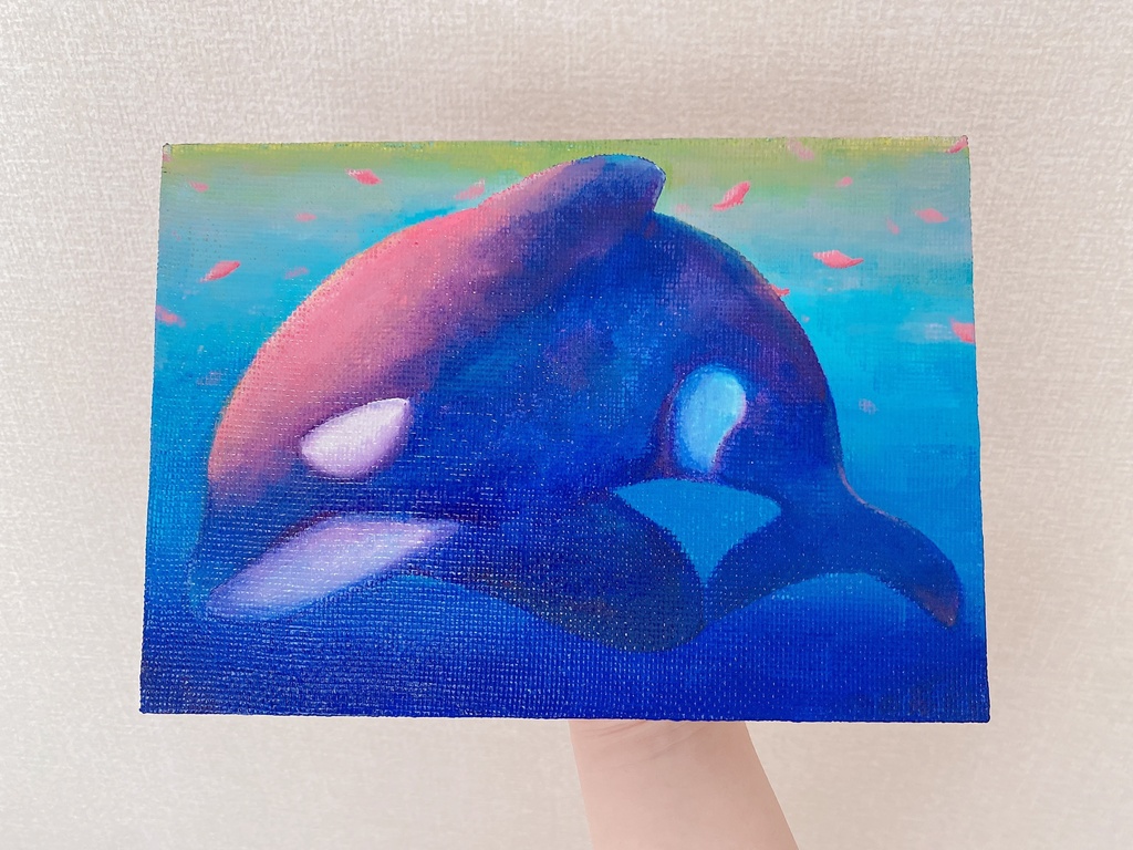 【木製パネル】桜とシャチ 