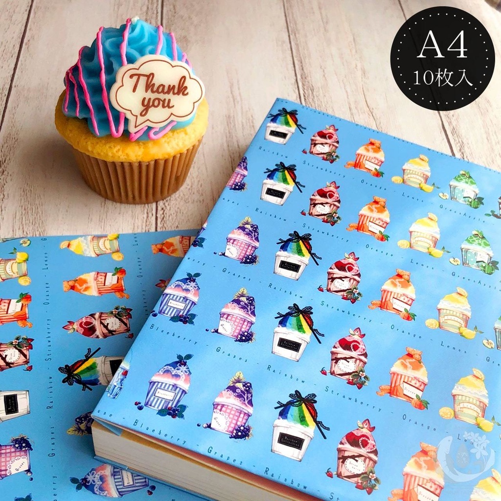 虹色これくしょん-かき氷-（青） A4ラッピングペーパー（包装紙）10枚セット