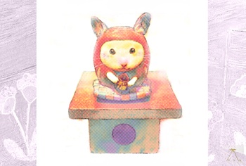 ポストカードE  ハムだるま(パープル )