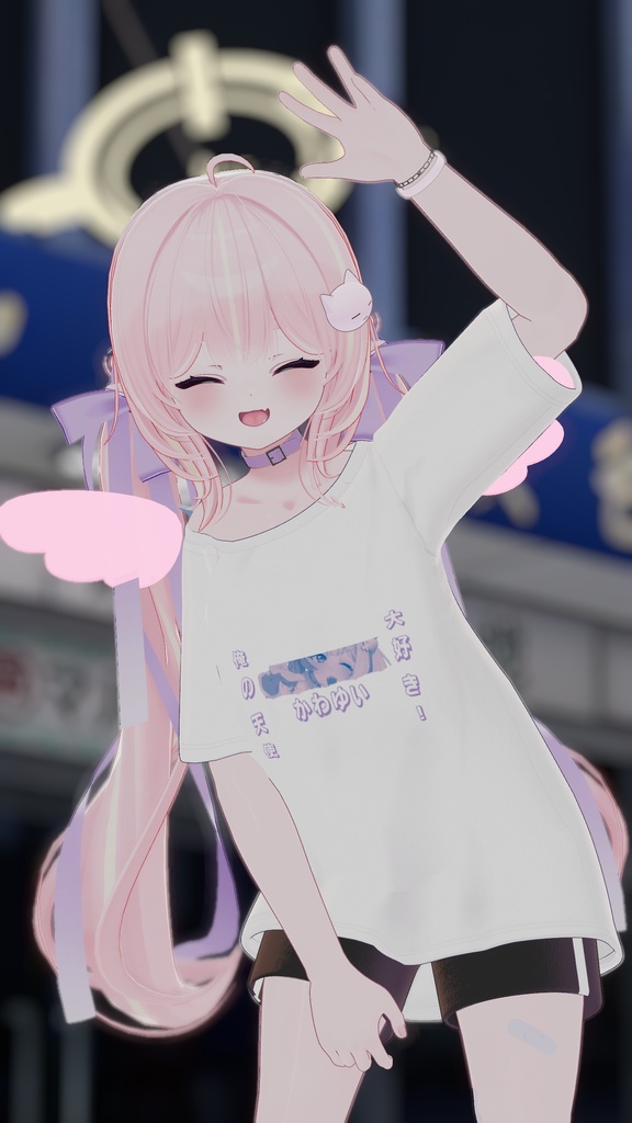 推しTシャツ + リストバンド -天女ゆい【無料】Oshi T-Shirt + Wrist Band - Tennyo Yui FREE - NYAへやぎセット Texture