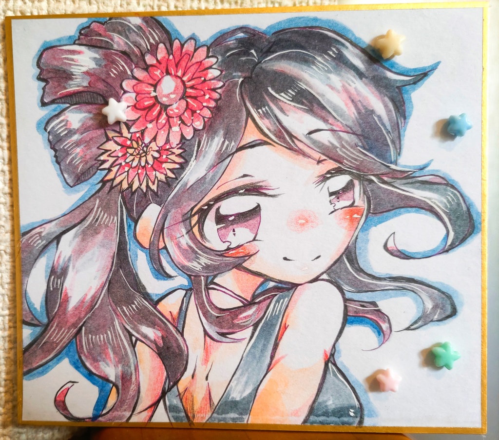 スクスト♡直筆手描きイラスト色紙♡田中幸子verパーティフォーマル