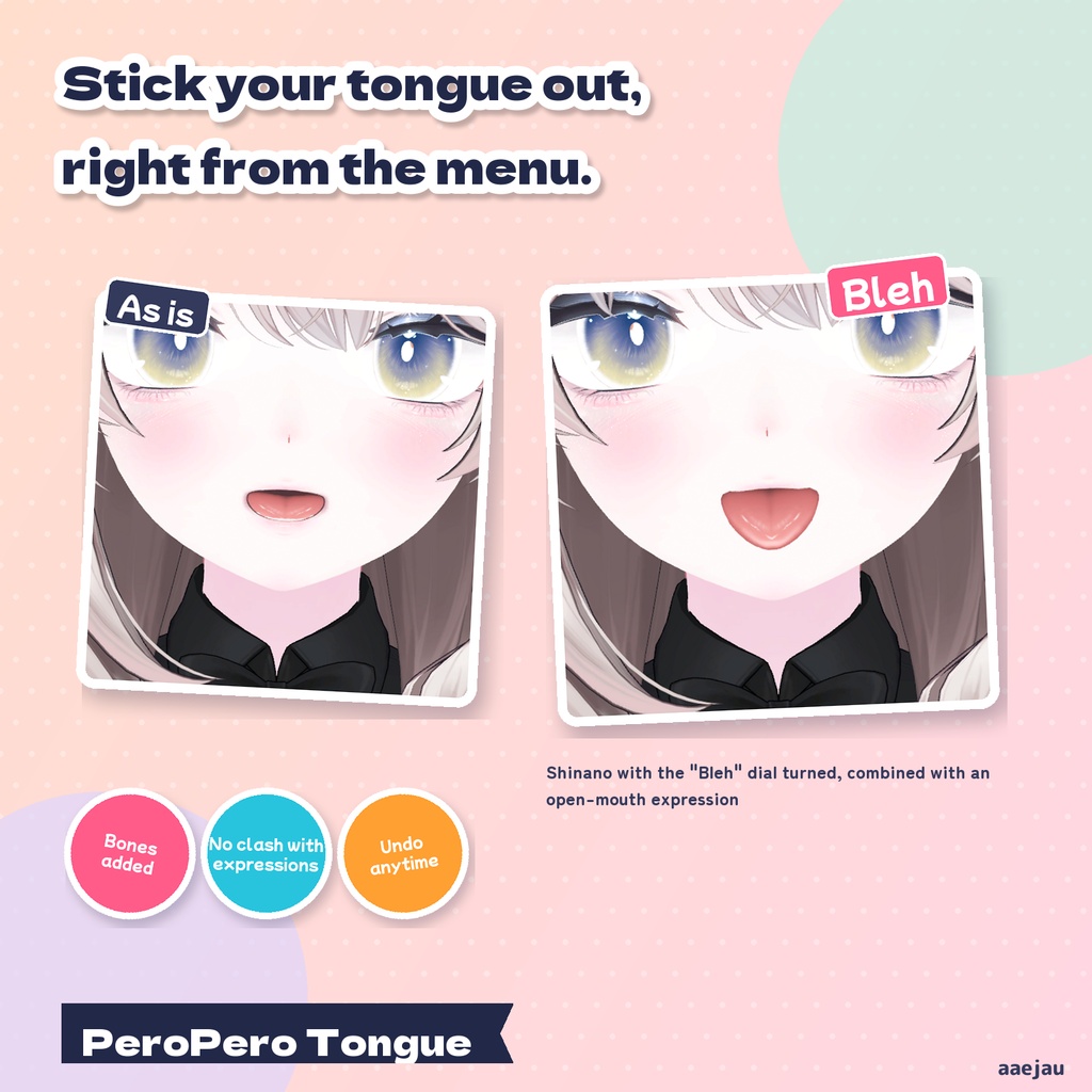 ぺろりんベロ - 舌に骨を通して、メニューから「べー」と出す・ぺろぺろ動かす【JA,EN,KO】