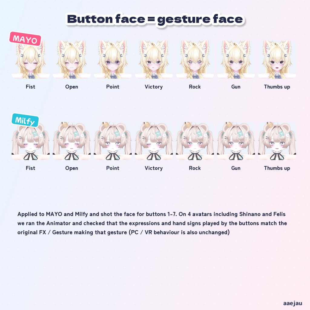 おかおボタン - スマホ版でも、メニューのボタンで表情とハンドサインを出す【JA,EN,KO】