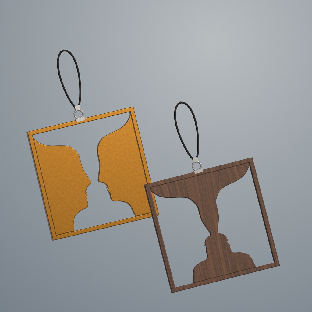 【VRChat】Rubin Charm|表裏で形が変わる、ルビンの壺ストラップ