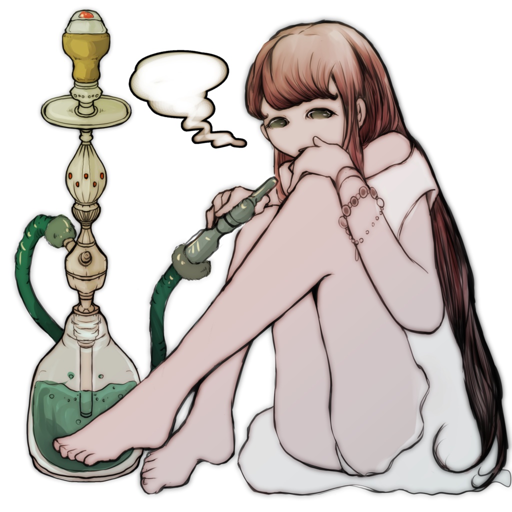 シーシャ吸ってる女の子