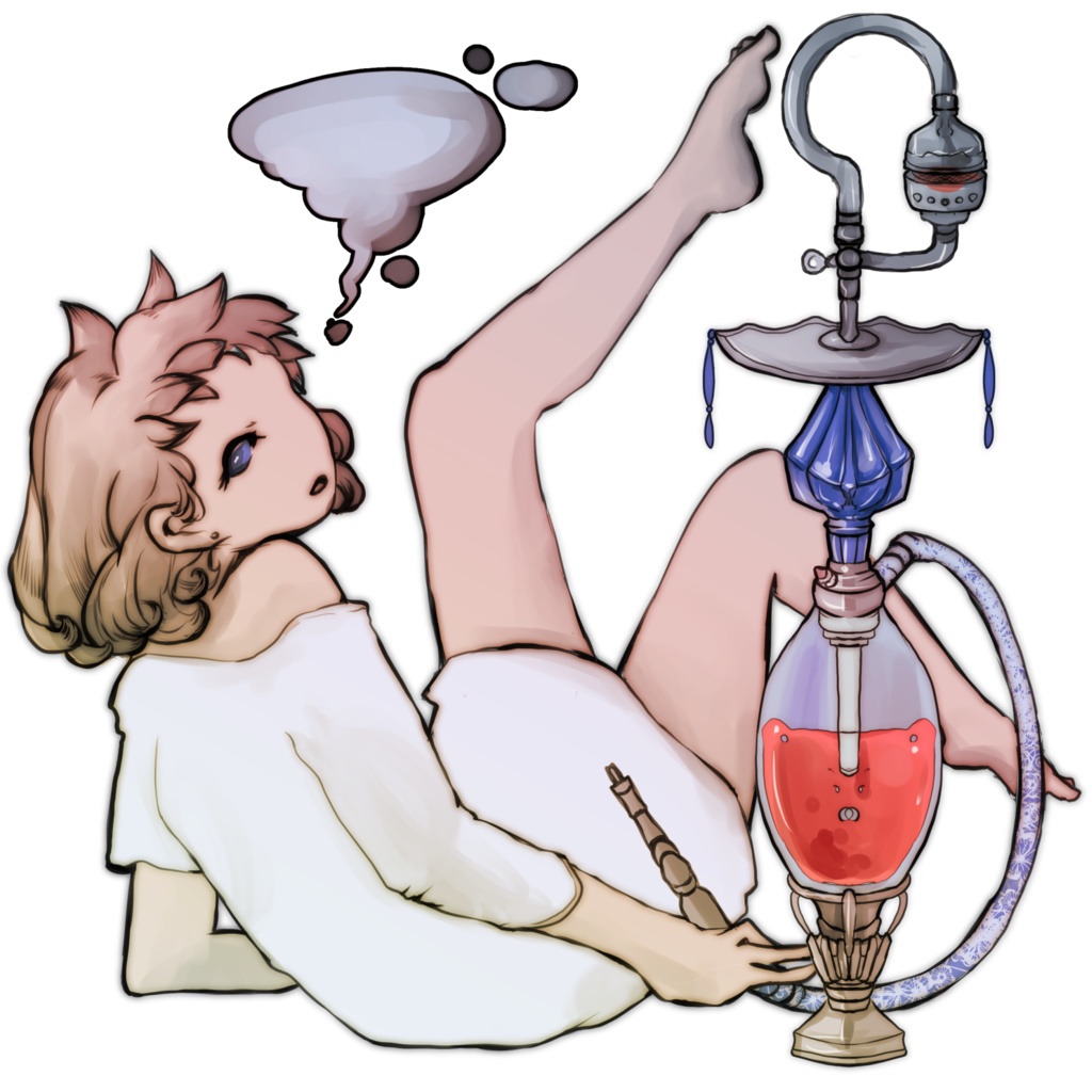 シーシャ吸ってる女の子