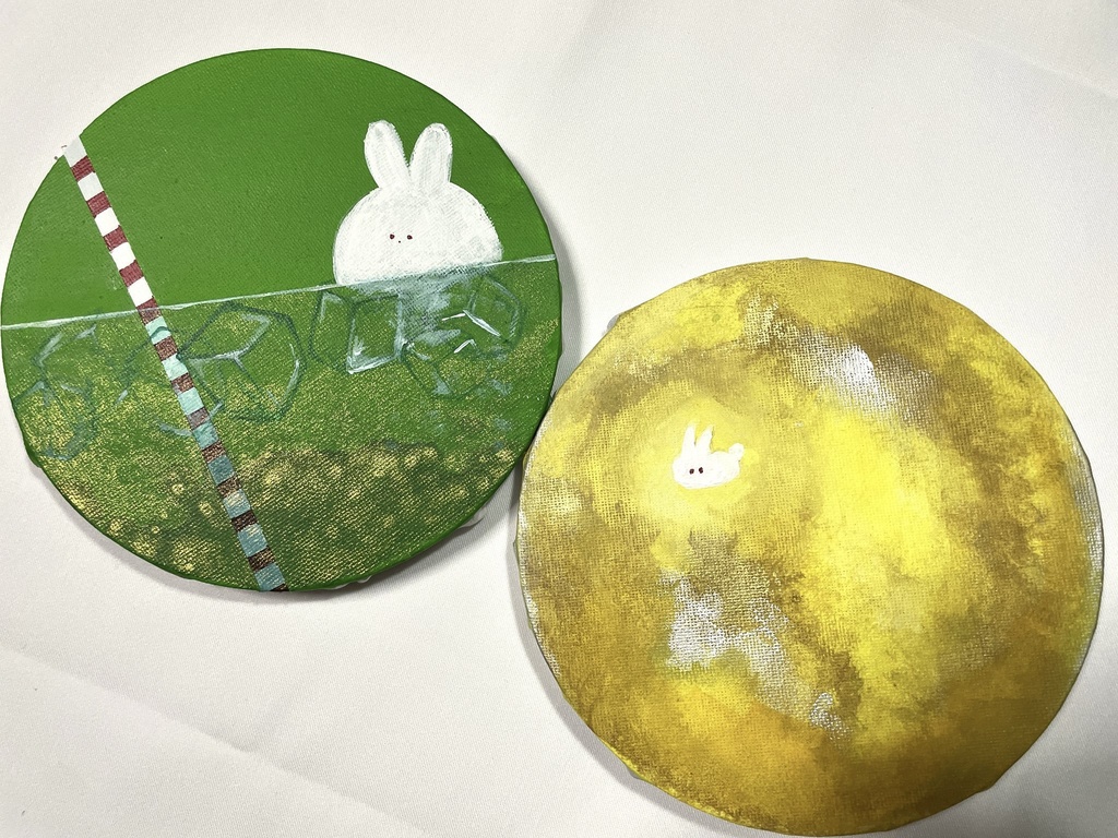 丸キャンバス作品 No.1/No.2