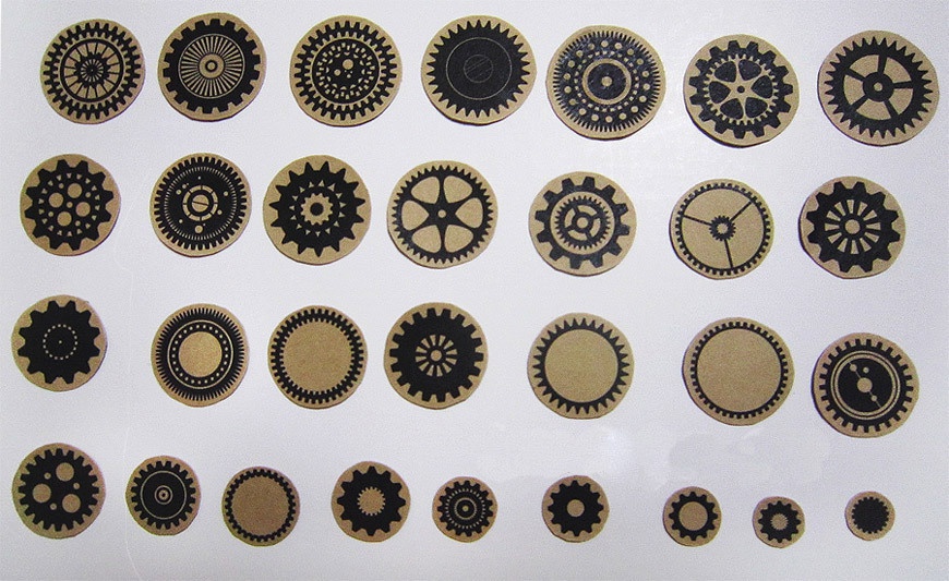 30枚/60枚:歯車クラフト紙フレークシール
